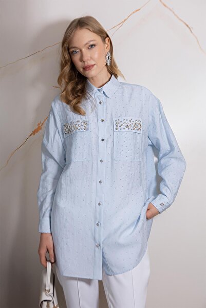 Moodbasic SERPME METAL AKSESUARLI TAŞLI GÖMLEK