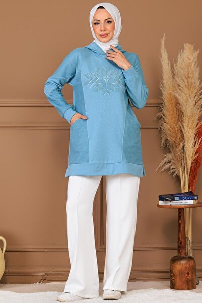 Moodbasic TAŞ APLİKELİ KAPÜŞONLU SWEATSHIRT