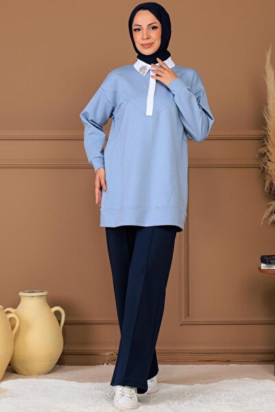 Moodbasic RENKLİ TAŞ İŞLEMELİ TUNİK