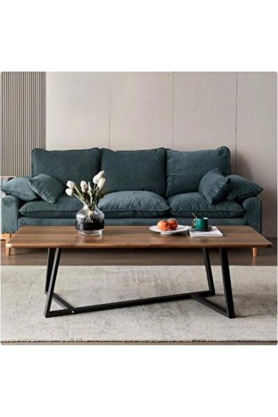 Palma homez Wood and Metal Coffee Table – Brown × Black - 120×60 cm