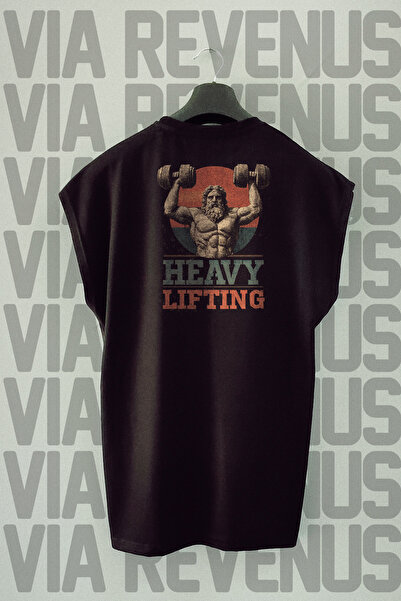 Vordevia Heavy Lifting Gym Back Printed Zero Sleeve 100% Cotton Sports Tshirt