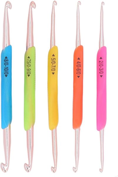 seymatabur Double-Sided Crochet Set (5 Crochet Hooks with 10 Different Sizes)