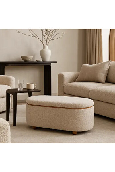 Palma homez Elegant Storage Seat Upholstered in Soft Fabric – Dark Beige × Br...