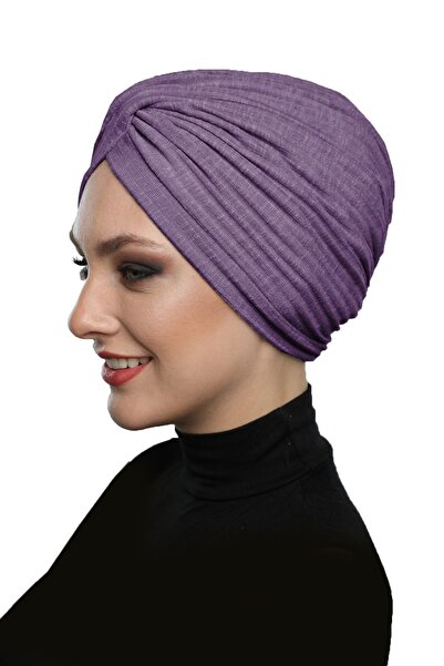 elysianfidan Crossed Combed Cotton Lined Magenta Ready-Made Turban Hijab Pool...