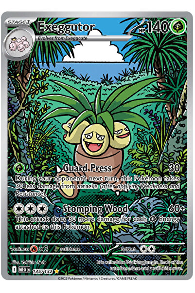 Pokemon TCG Exeggutor 135/132 Illustration Rare Megen Licensed Game Card