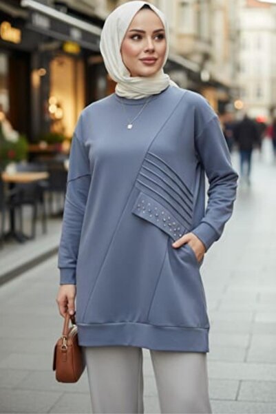 Moodbasic NERVÜR DETAYLI CEBİ TAŞLI TUNİK