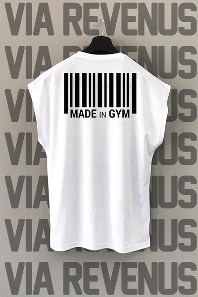 Vordevia Made in Gym Back Printed Zero Sleeve 100% Cotton Sports Tshirt