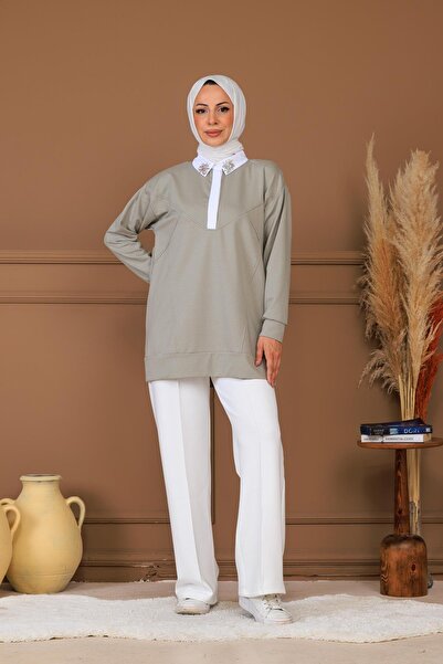 Moodbasic RENKLİ TAŞ İŞLEMELİ TUNİK