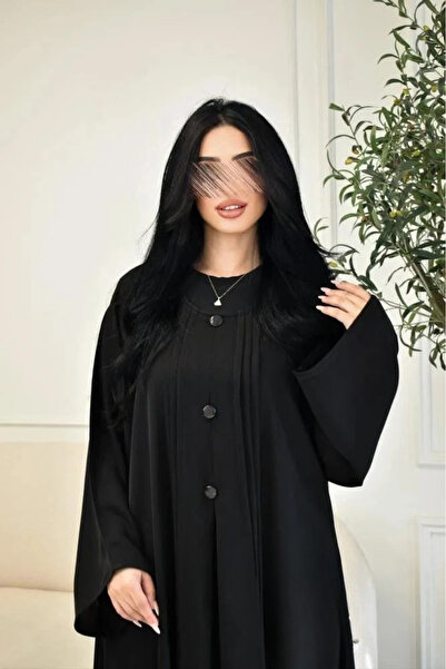 Abay-ti Women's abaya with front pleats and snap closure - free headscarf