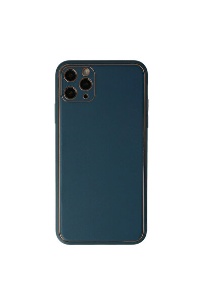 eco port Iphone 11 pro case coco leather silicone cover - blue