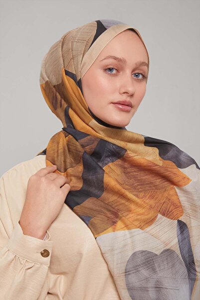 Levidor Şal Gold-Füme Çiçek Desen Sport Şal – Yeni Sezon İnce Dokuma – Günlük...