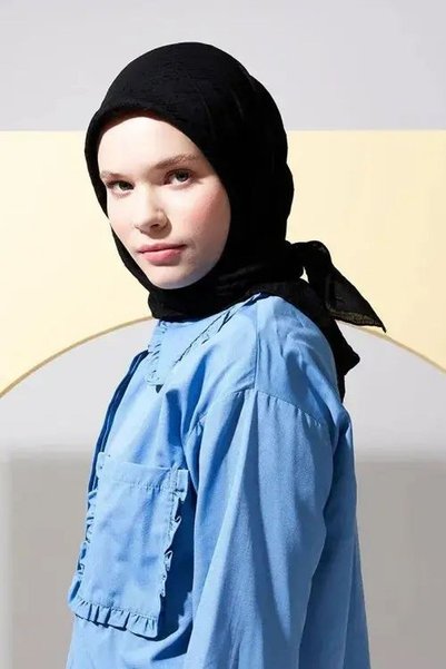 Madame Polo Mp Bambu Kraş Eşarp - Black – Self-Pressing, No Ironing Required |   100X100 cm