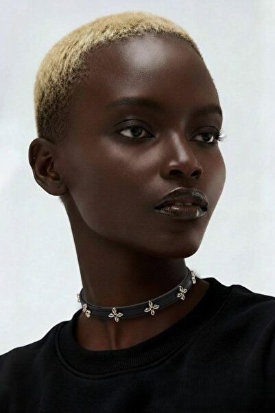 ARBABAG&ACCESSORY VİNTAGE-GOTİK MİNİMALİST ÇAPRAZ ÇİÇEK PERÇİN CHOKER KOLYE