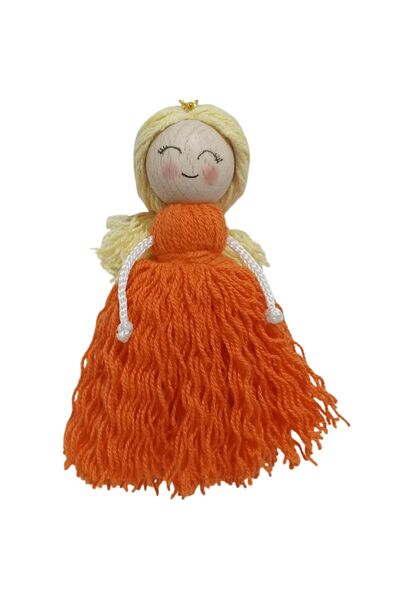 Crystal Coza Handmade Baby Keychain, Macrame Keychain with Sweet Girl Figure, Gift