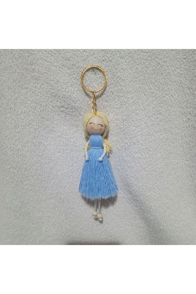 Crystal Coza Handmade Baby Keychain, Macrame Keychain with Sweet Girl Figure, Gift
