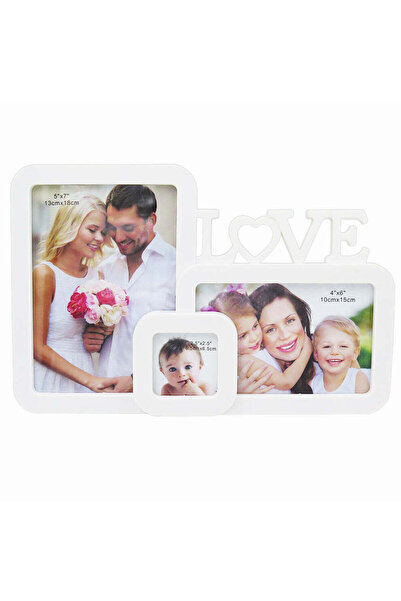 CrisPrint "Love" collage photo frame, white, for 3 photos - elegant family de...