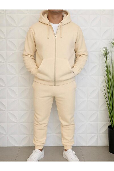 WENMİNG Men's Zippered Hooded Tracksuit Set Basic Premium Comfortable Fit Dai...