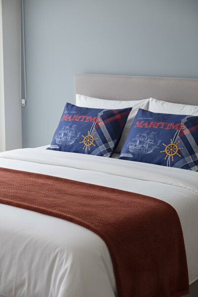 ŞENER HOME 100% Cotton Ranforce 2-Piece White Pillowcase with Cover 50X70 Cm.