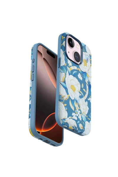 eco port iPhone 14 Flower Series Magsafe Cover - Blue