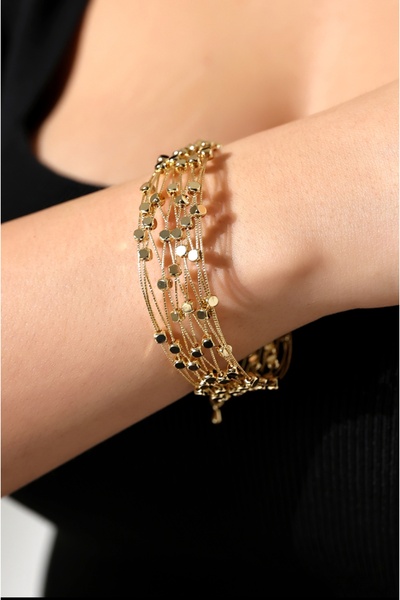 LooRen Butik Gold Rengi Ayarlanabilir Şık Tasarım Kadın Bilezik LRN001