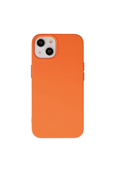 eco port حافظة آيفون 14 بلس من السيليكون المخملي النانو - برتقالي