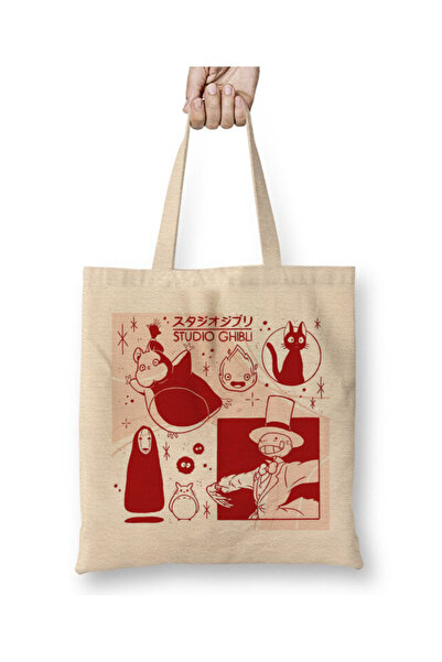 Toyaso حقيبة تسوق من القماش الأبيض من ستوديو جيبلي، حقيبة تسوق ذات مقبض طويل،...