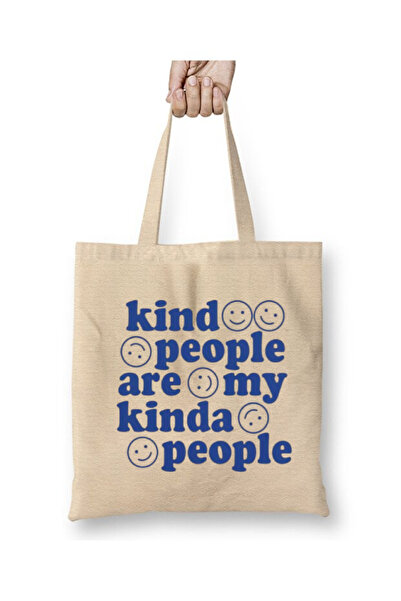 Toyaso Kind People White Cloth Bag Long Handle Shopping Bag Beach Bag