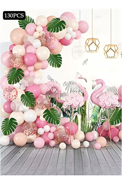 DOMEET 132PCS DIY Balloon Garland Hawaiian Summer Party Tropical Flamingo The...