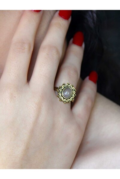 esha خاتم نسائي قابل للتعديل من الحجر الطبيعي والكوارتز الوردي euy91pk