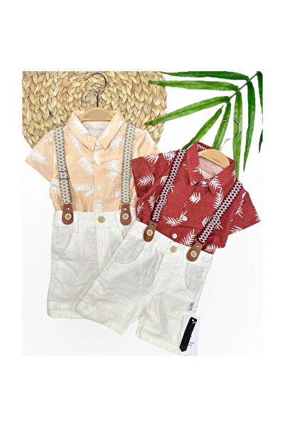 Narnuga Mi̇rayli̇fe 9-12-18-24 Months Cotton Linen Fabric Hawaiian Shirt with...