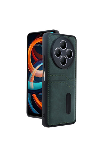 eco port حافظة جلدية لـ Redmi 14c مع حافظة بطاقة سارة - أخضر داكن