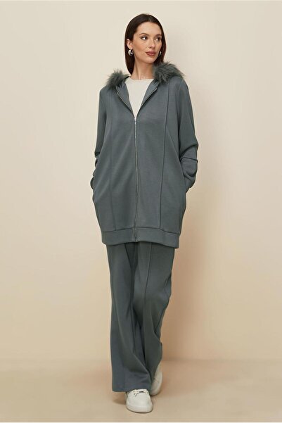 Alvina Fur Detail Pants Suit 45217