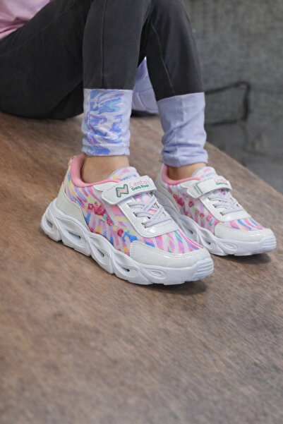 Lento Matilla Çocuk Spor Işıklı Ledli Ayakkabı Cırt Cırtlı Ortopedik Hafif Gü...