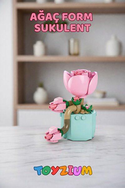 Shem Ağaç Form Sukulent Yapı Blok Çiçek Seti (91 Parça) - Aeonium Aizoon
