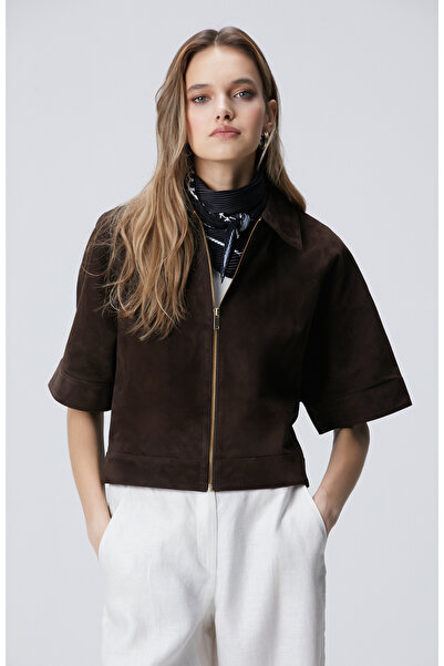 Network Acı Kahverengi Süet Mont