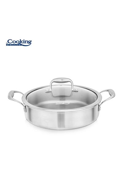Heinner Stainless steel pot+glass lid 26x7cm, 3.5l, atomic3, cooking by