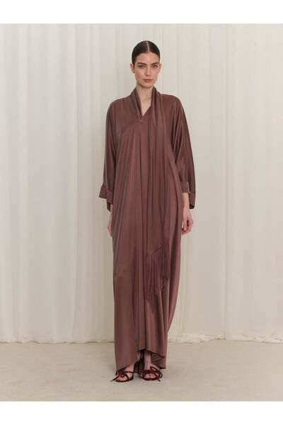 BAQA Şal Yaka Püskül Detaylı Elbise