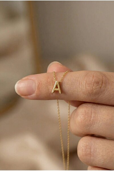 saramary 925 Ayar Gümüş Kişiye Özel Harfli (İstenilen Harf) 14 Ayar Altın Kap...