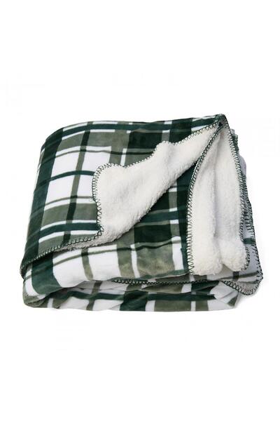 Heinner Green checkered fur blanket 200x220 cm
