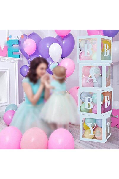 Patladı Gitti Σετ 33 τεμαχίων με διαφανές μπλε κουτί και μπαλόνια με γραφή γι...