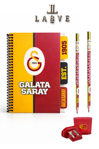 Galatasaray LİSANSLI SPİRALLİ DEFTER + 2’Lİ KURŞUN KALEM + KALEMTIRAŞ KIRTASİ...
