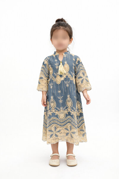 RONZA جلابية بناتي قماش مطرز