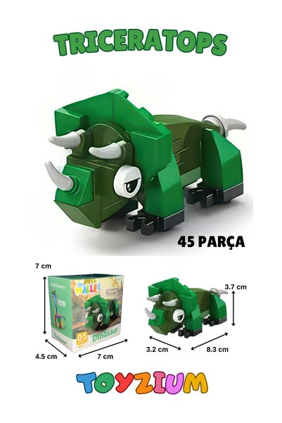 Shem Triceratops Dinosaur Building Block Toy (45 Pieces) – Mini Dinosaur Model Building Set