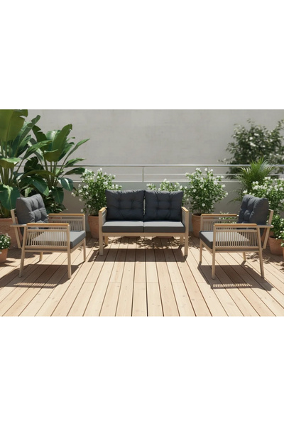 adımshops OPAL 2+1+1 (ANTRASİT) Metal Gövde Balkon-bahçe-kafe,çay Seti,koltuk...