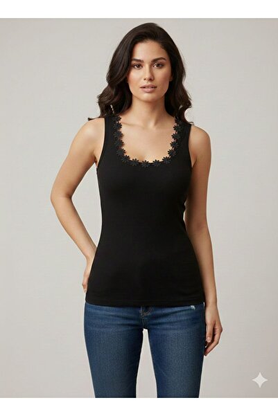 Gizem iç giyim 3'LÜ ATLET DANTEL DETAYLI DÜZ KESİM RAHAT