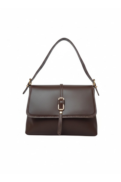 ÖZENSE Coffee-Colored Inner Lining and Snap Fasteners Women's Handbag