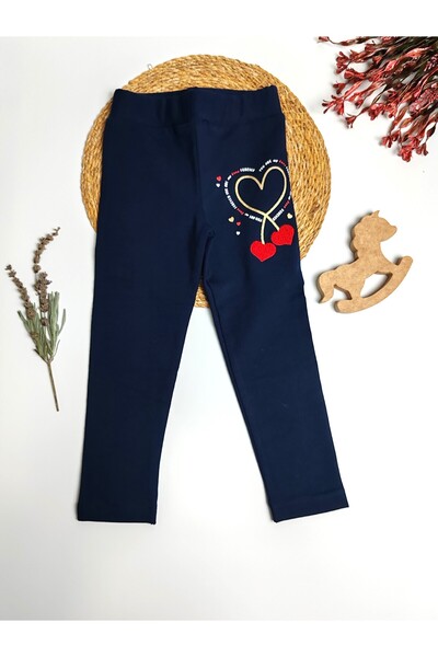 moda rüyası Heart-Shaped Navy Blue Girls' Tights