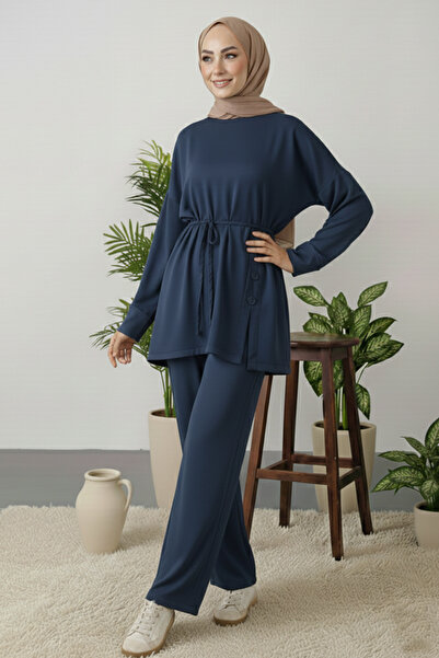 benguen Button Detailed Tunic Set Z5712 Anthracite