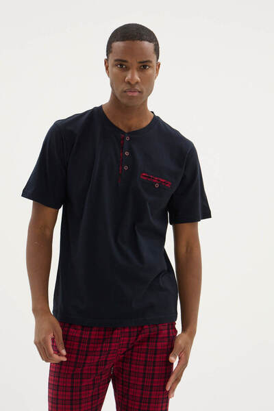 KLY 95% Cotton Short Sleeve New Men's Stylish Design Pajama Set