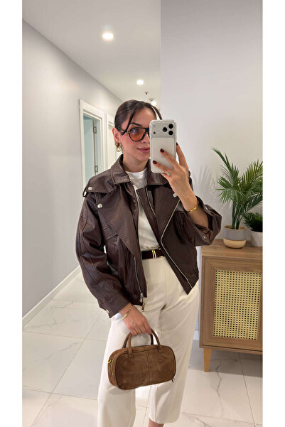 BİRCANÇİL Redsita Brown Leather Jacket